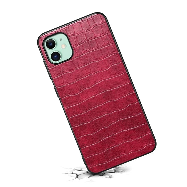 For iPhone 11 Shockproof Case PU+PC+TPU Phone Cover with Crocodile Texture