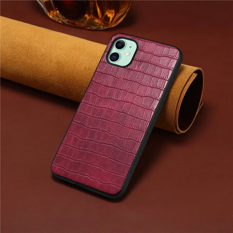 For iPhone 11 Shockproof Case PU+PC+TPU Phone Cover with Crocodile Texture