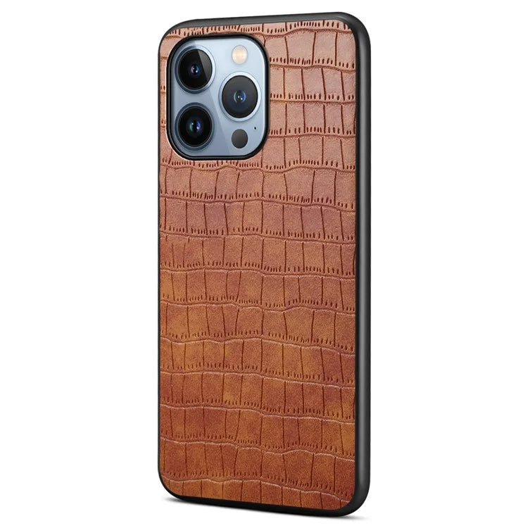 For iPhone 13 Pro 6.1 inch Case Crocodile Texture PU Leather Coated PC+TPU Drop-resistant Protective Cover