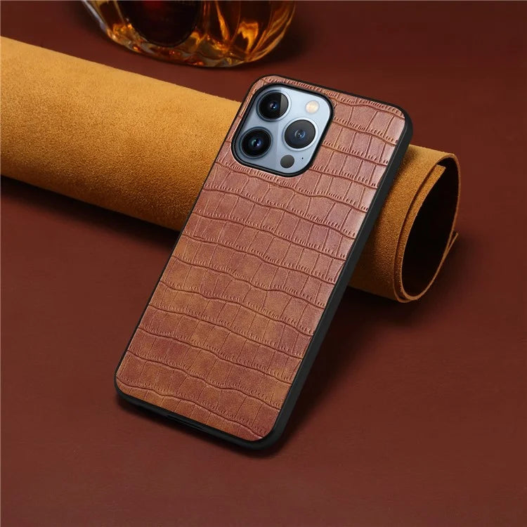 For iPhone 13 Pro 6.1 inch Case Crocodile Texture PU Leather Coated PC+TPU Drop-resistant Protective Cover