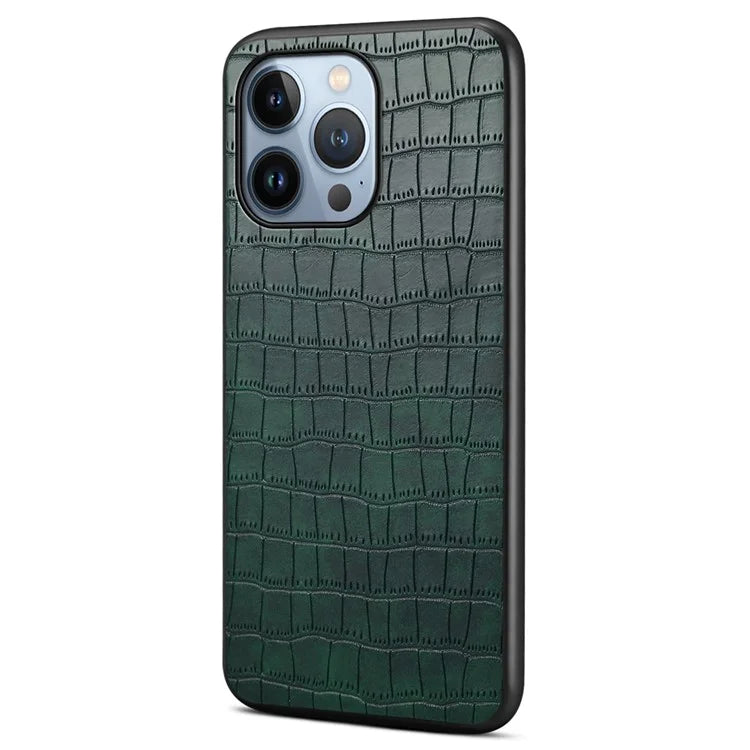 For iPhone 13 Pro 6.1 inch Case Crocodile Texture PU Leather Coated PC+TPU Drop-resistant Protective Cover