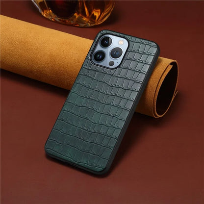 For iPhone 13 Pro 6.1 inch Case Crocodile Texture PU Leather Coated PC+TPU Drop-resistant Protective Cover