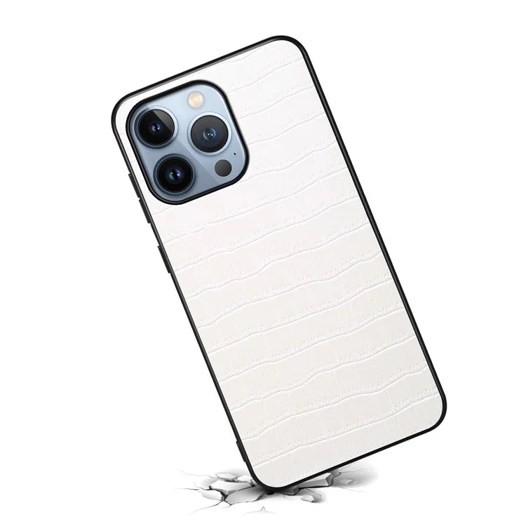 For iPhone 13 Pro 6.1 inch Case Crocodile Texture PU Leather Coated PC+TPU Drop-resistant Protective Cover