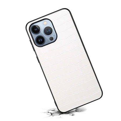 For iPhone 13 Pro 6.1 inch Case Crocodile Texture PU Leather Coated PC+TPU Drop-resistant Protective Cover