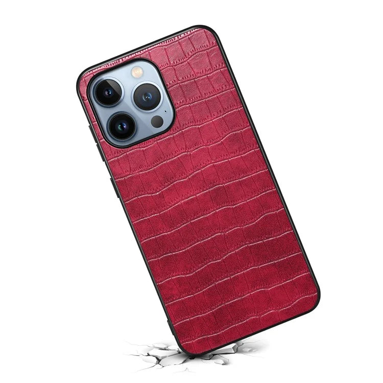 For iPhone 13 Pro 6.1 inch Case Crocodile Texture PU Leather Coated PC+TPU Drop-resistant Protective Cover