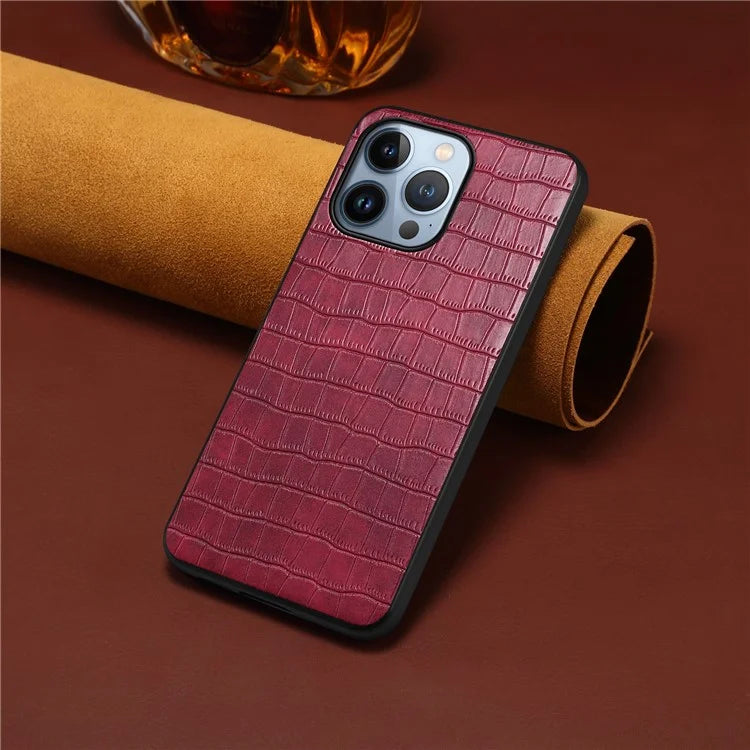 For iPhone 13 Pro 6.1 inch Case Crocodile Texture PU Leather Coated PC+TPU Drop-resistant Protective Cover