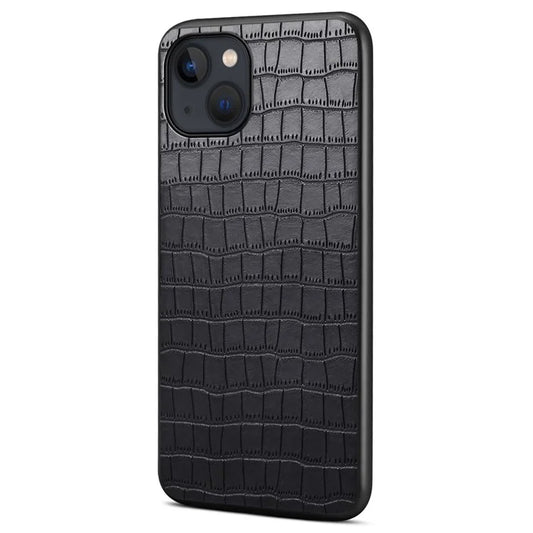 For iPhone 13 6.1 inch Phone Cover PU+PC+TPU Crocodile Textured Shock-Absorbent Back Case