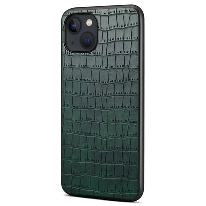 For iPhone 13 6.1 inch Phone Cover PU+PC+TPU Crocodile Textured Shock-Absorbent Back Case