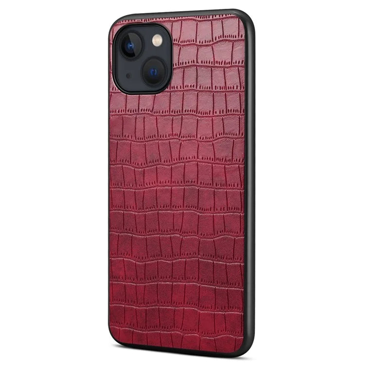 For iPhone 13 6.1 inch Phone Cover PU+PC+TPU Crocodile Textured Shock-Absorbent Back Case