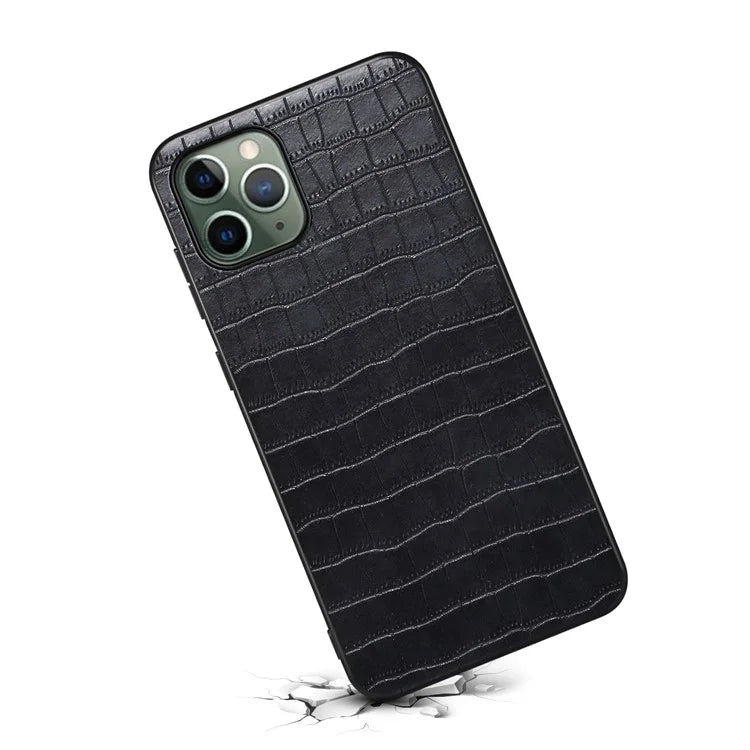 For iPhone 11 Pro Shockproof Case PU+PC+TPU Crocodile Textured Phone Back Protector