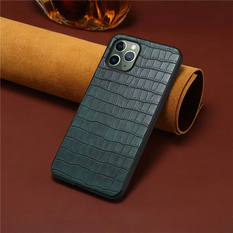For iPhone 11 Pro Shockproof Case PU+PC+TPU Crocodile Textured Phone Back Protector