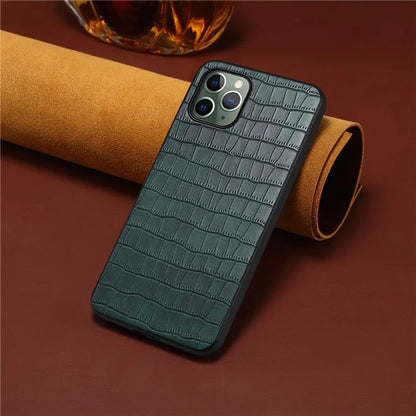 For iPhone 11 Pro Shockproof Case PU+PC+TPU Crocodile Textured Phone Back Protector
