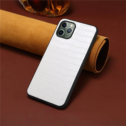 For iPhone 11 Pro Shockproof Case PU+PC+TPU Crocodile Textured Phone Back Protector