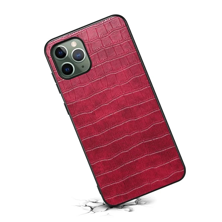 For iPhone 11 Pro Shockproof Case PU+PC+TPU Crocodile Textured Phone Back Protector