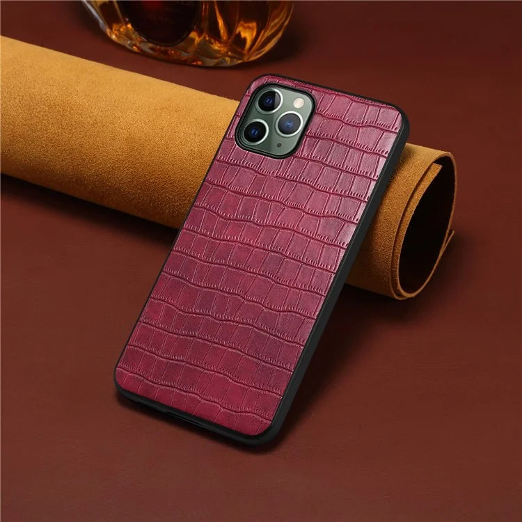 For iPhone 11 Pro Shockproof Case PU+PC+TPU Crocodile Textured Phone Back Protector
