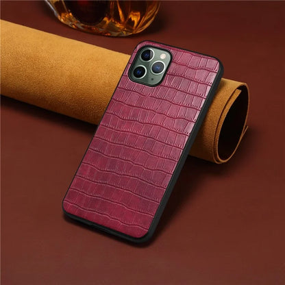 For iPhone 11 Pro Shockproof Case PU+PC+TPU Crocodile Textured Phone Back Protector