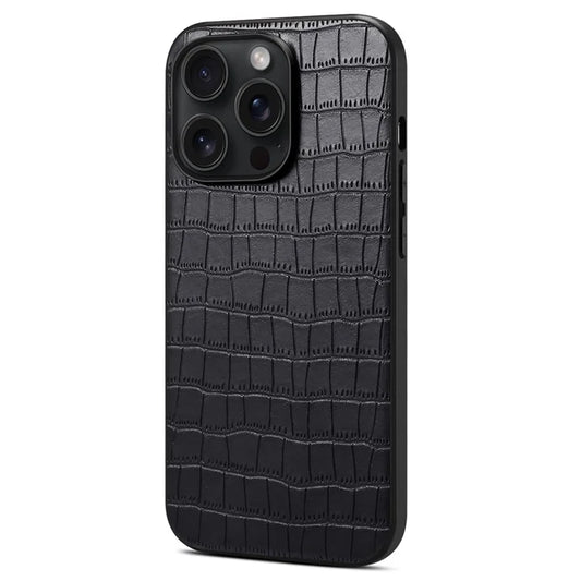 For iPhone 13 Pro Max Case Crocodile Textured Leather Covered Hybrid Slim Phone Case