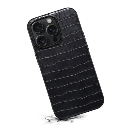 For iPhone 13 Pro Max Case Crocodile Textured Leather Covered Hybrid Slim Phone Case