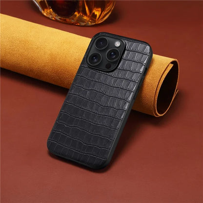For iPhone 13 Pro Max Case Crocodile Textured Leather Covered Hybrid Slim Phone Case