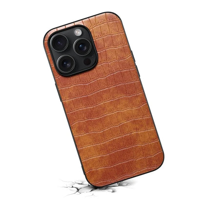 For iPhone 13 Pro Max Case Crocodile Textured Leather Covered Hybrid Slim Phone Case