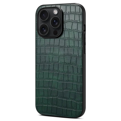 For iPhone 13 Pro Max Case Crocodile Textured Leather Covered Hybrid Slim Phone Case