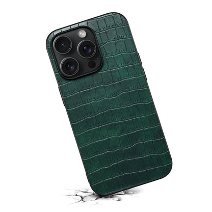 For iPhone 13 Pro Max Case Crocodile Textured Leather Covered Hybrid Slim Phone Case
