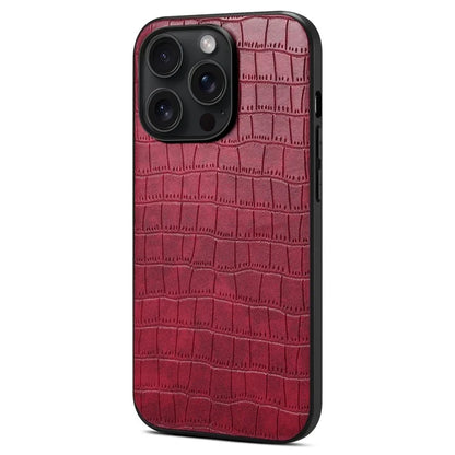 For iPhone 13 Pro Max Case Crocodile Textured Leather Covered Hybrid Slim Phone Case