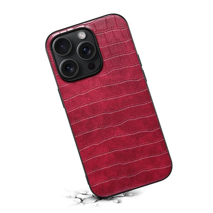 For iPhone 13 Pro Max Case Crocodile Textured Leather Covered Hybrid Slim Phone Case