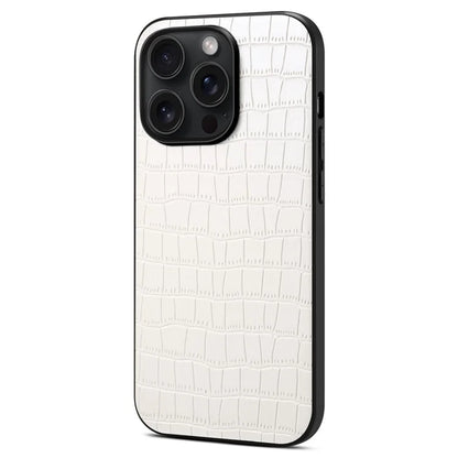 For iPhone 13 Pro Max Case Crocodile Textured Leather Covered Hybrid Slim Phone Case