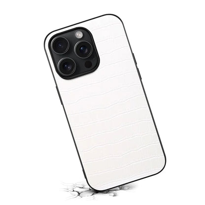 For iPhone 13 Pro Max Case Crocodile Textured Leather Covered Hybrid Slim Phone Case