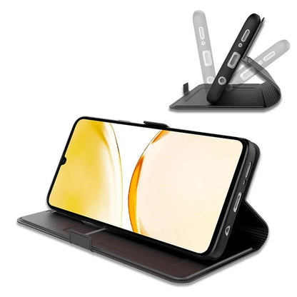 For Realme 12+ 5G Case Card Holder Folding Stand PU Leather Phone Cover