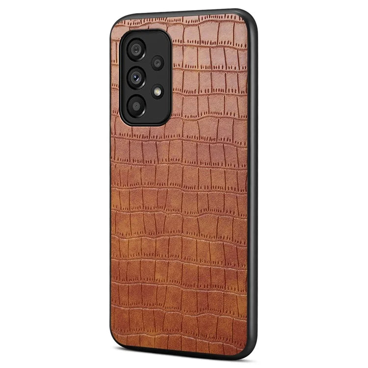 For Samsung Galaxy A53 5G Shockproof Cases Crocodile Textured Leather+PC+TPU Phone Case