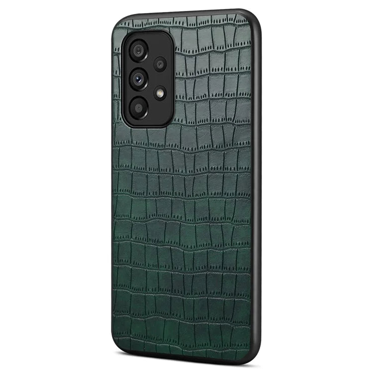 For Samsung Galaxy A53 5G Shockproof Cases Crocodile Textured Leather+PC+TPU Phone Case