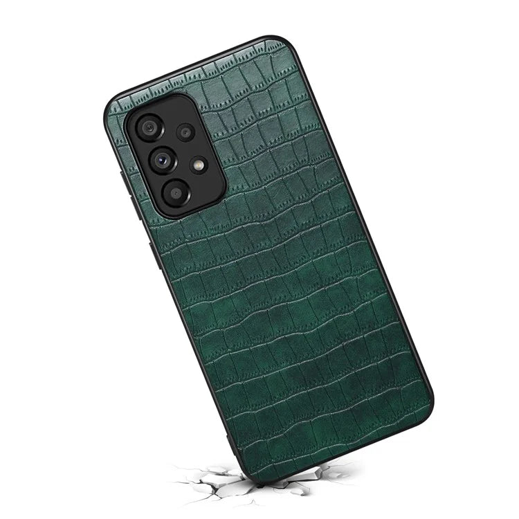 For Samsung Galaxy A53 5G Shockproof Cases Crocodile Textured Leather+PC+TPU Phone Case