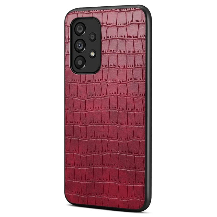 For Samsung Galaxy A53 5G Shockproof Cases Crocodile Textured Leather+PC+TPU Phone Case