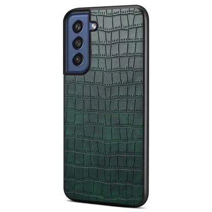 For Samsung Galaxy S21 FE 5G Cases Crocodile Textured Leather Covered Hybrid Phone Case