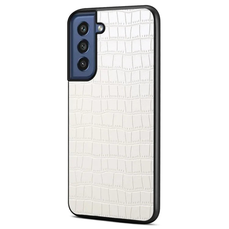 For Samsung Galaxy S21 FE 5G Cases Crocodile Textured Leather Covered Hybrid Phone Case