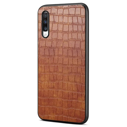 For Samsung Galaxy A70 Hybrid Cases Crocodile Textured Leather Covered Shockproof Phone Shell