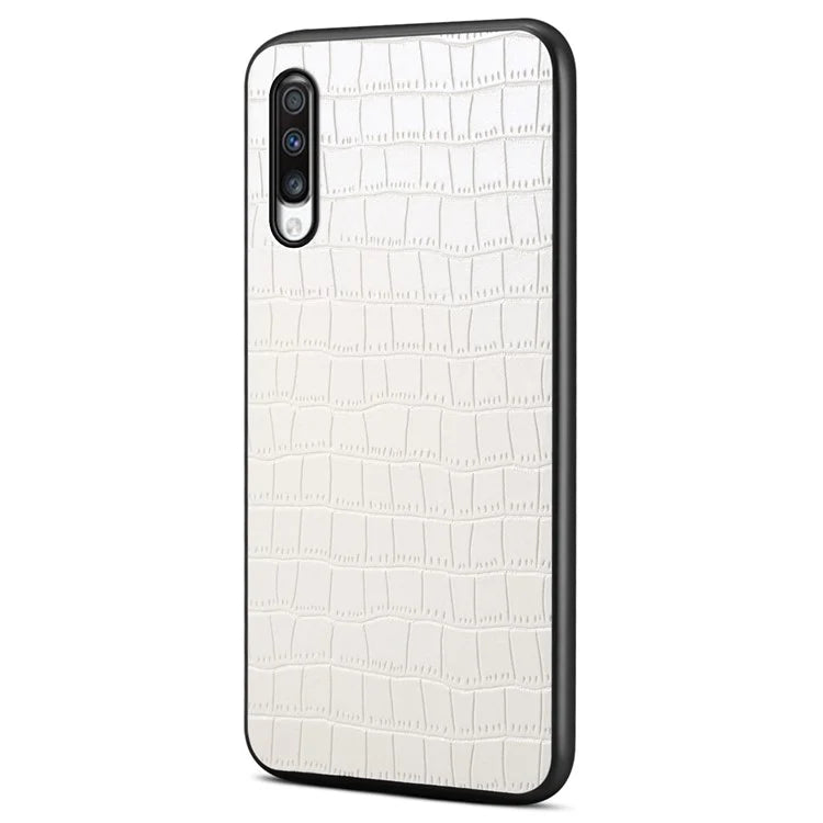 For Samsung Galaxy A70 Hybrid Cases Crocodile Textured Leather Covered Shockproof Phone Shell