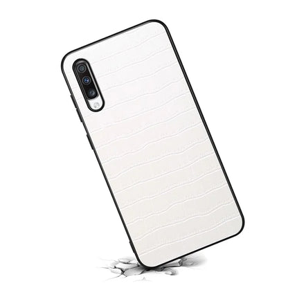 For Samsung Galaxy A70 Hybrid Cases Crocodile Textured Leather Covered Shockproof Phone Shell
