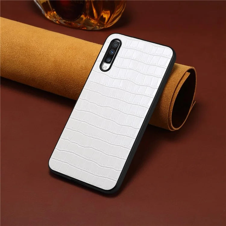 For Samsung Galaxy A70 Hybrid Cases Crocodile Textured Leather Covered Shockproof Phone Shell