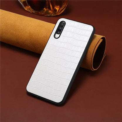 For Samsung Galaxy A70 Hybrid Cases Crocodile Textured Leather Covered Shockproof Phone Shell