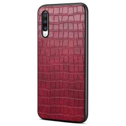 For Samsung Galaxy A70 Hybrid Cases Crocodile Textured Leather Covered Shockproof Phone Shell