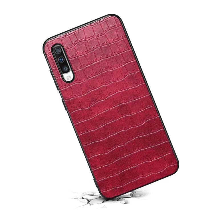 For Samsung Galaxy A70 Hybrid Cases Crocodile Textured Leather Covered Shockproof Phone Shell