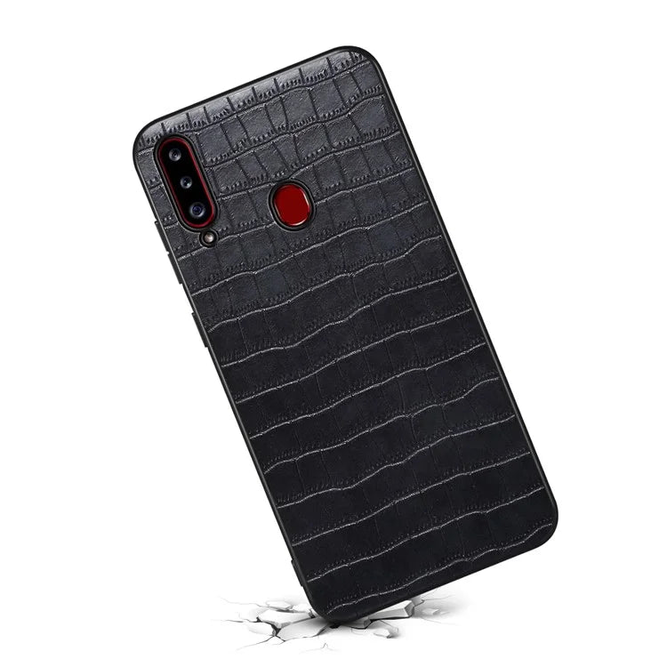 For Samsung Galaxy A20s Cases Crocodile Textured Leather Covered Protective Phone Shell