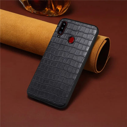 For Samsung Galaxy A20s Cases Crocodile Textured Leather Covered Protective Phone Shell