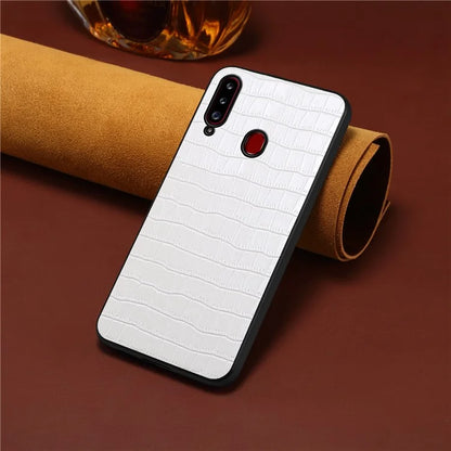 For Samsung Galaxy A20s Cases Crocodile Textured Leather Covered Protective Phone Shell