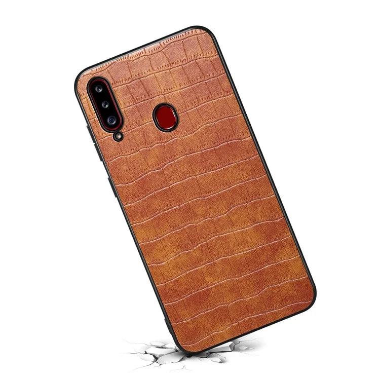 For Samsung Galaxy A20s Cases Crocodile Textured Leather Covered Protective Phone Shell