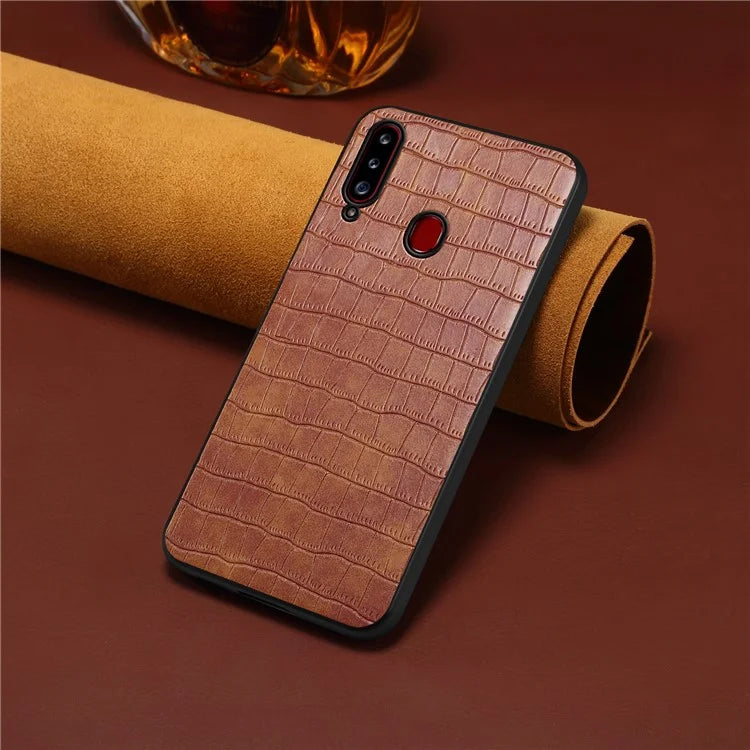 For Samsung Galaxy A20s Cases Crocodile Textured Leather Covered Protective Phone Shell