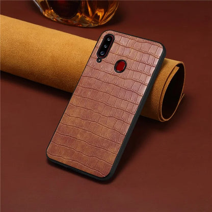 For Samsung Galaxy A20s Cases Crocodile Textured Leather Covered Protective Phone Shell